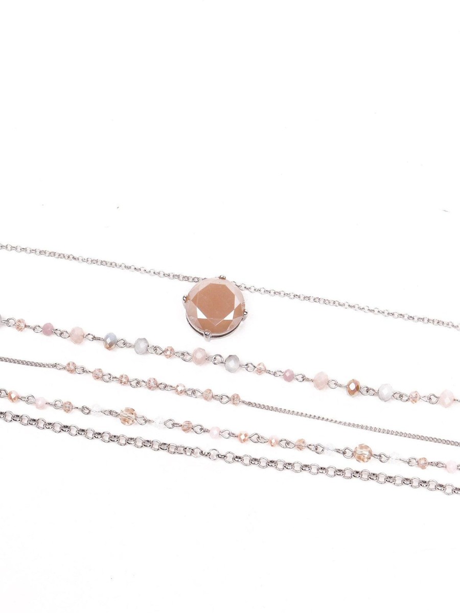 Jewellery Odette1 | Women'S Elegant Multilayered Soft Pink Necklace - Odette