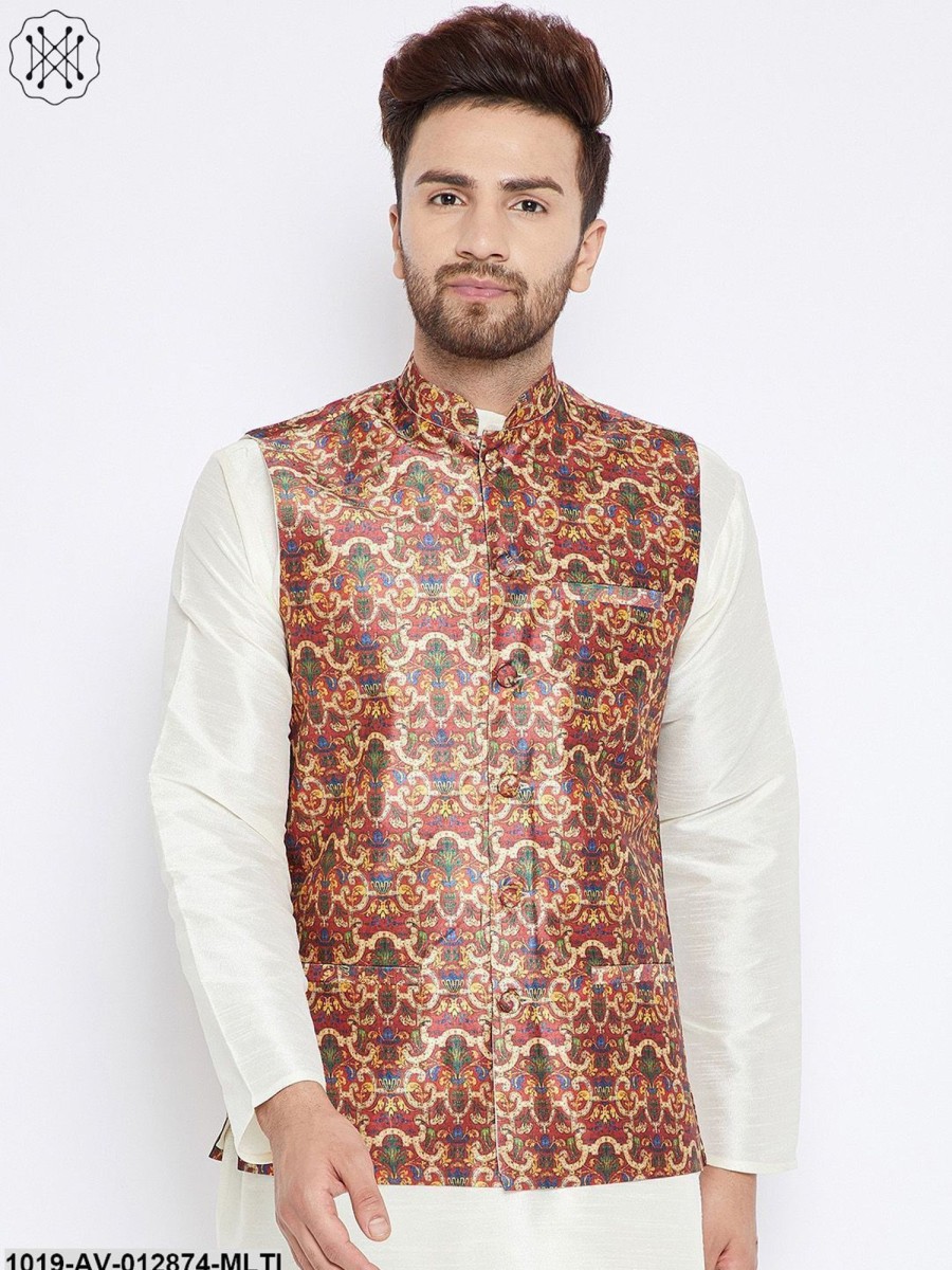 Men Sojanya | Men'S Multicolored Nehru Jacket - Sojanya