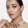 Jewellery I Jewels | Women'S Gold Plated Beaded Choker Set Studded With Pearl U0026 Kundan With Earrings U0026 Maang Tikka - I Jewels Blue