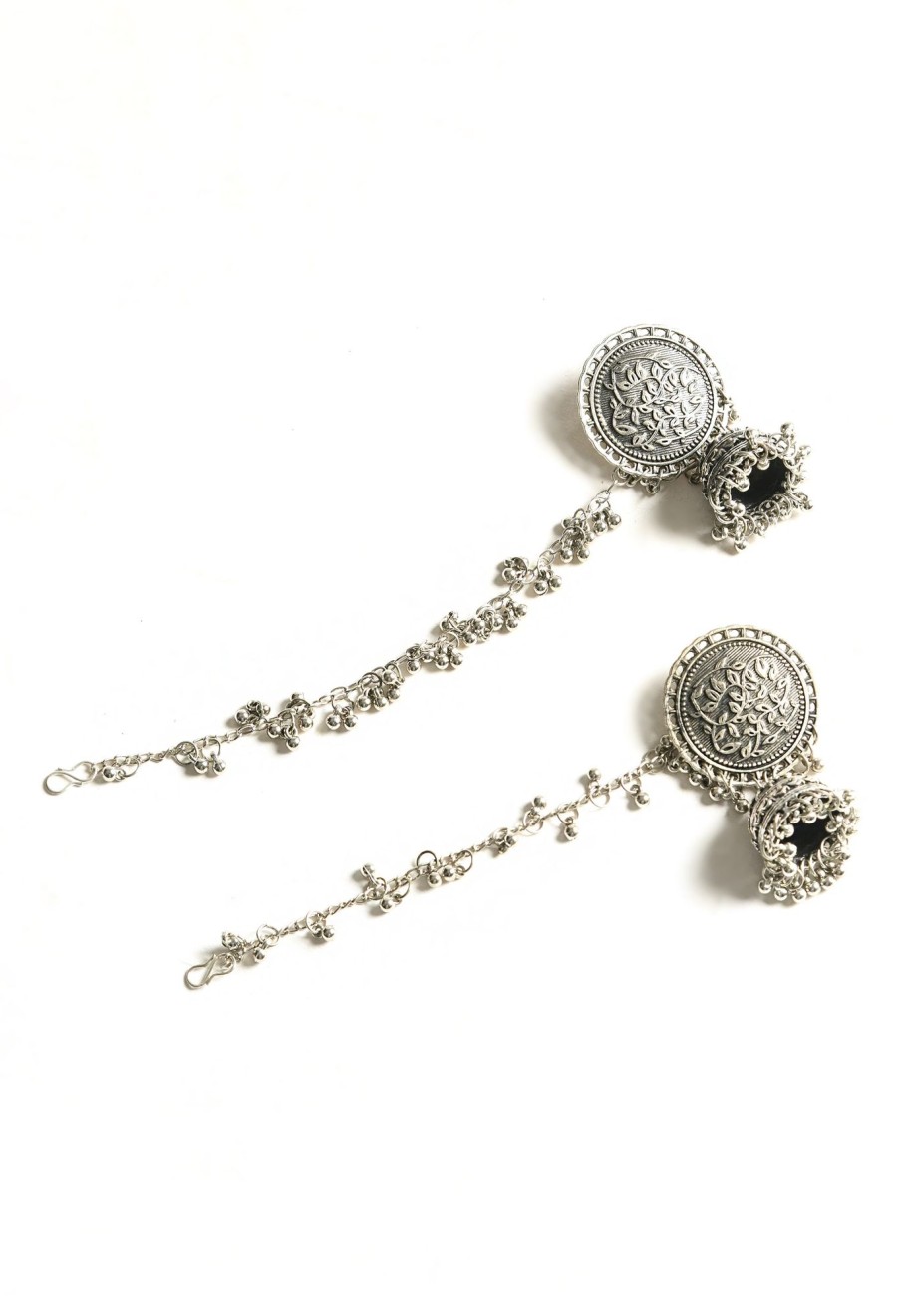 Jewellery Tehzeeb | Women'S Silver Colour Earrings With Chain And Jhumki Style - Tehzeeb