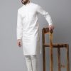 Men Even Apparels | Men'S Pure Cotton Kurta With Band Collar - Even Apparels White