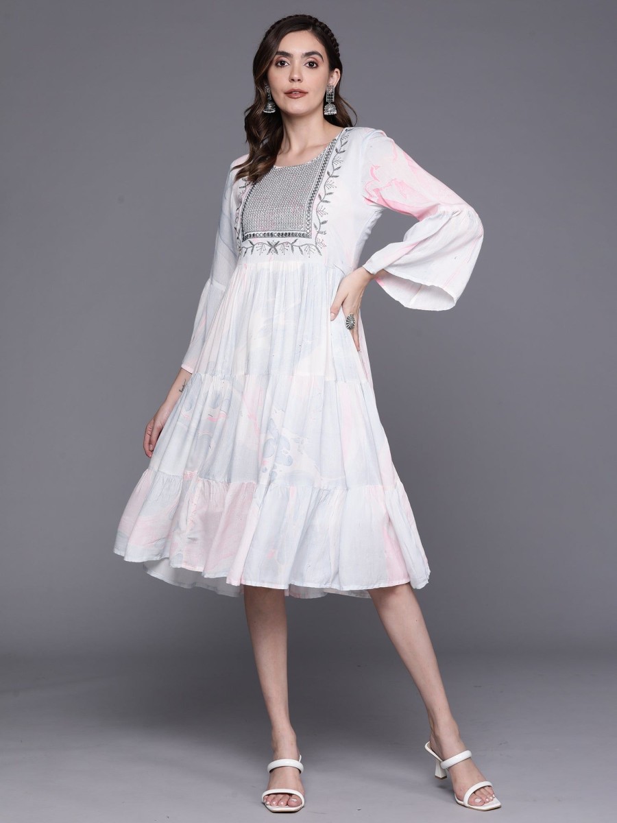 Women Indo Era | Women'S A-Line Midi Dress - Indo Era Pink