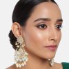 Jewellery I Jewels | Women'S Gold Plated Handcrafted Pearl Kundan Beaded Chandbali Earrings - I Jewels Turquoise