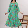 Women VASVI | Women'S Floal Printed Viscose Rayon Flared Ethnic Dress( ) - Vasvi Blue