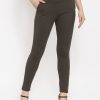 Women Wahe-NOOR | Women'S Olive Solid Jeggings - Creation - Wahe-Noor