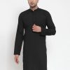 Men Virat Fashions | Men'S Black Cotton Solid Kurta Only ( Ko 611 Black ) - Virat Fashions