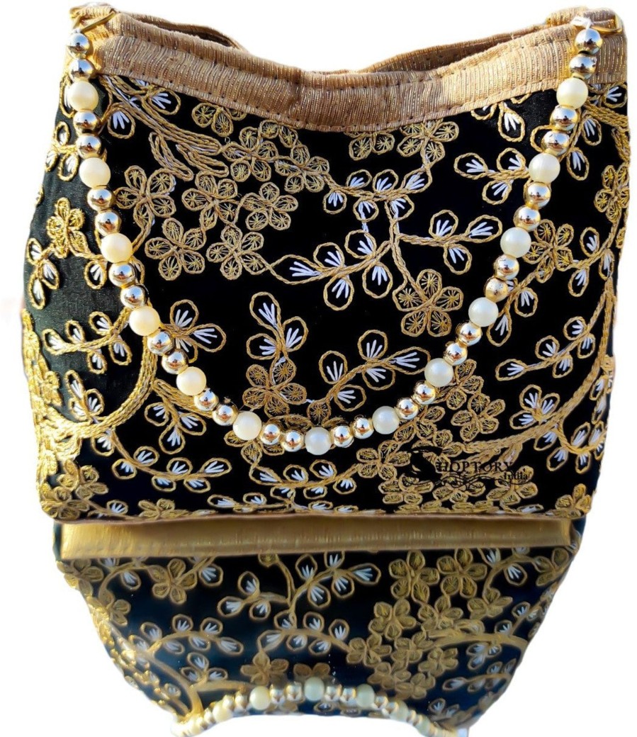 Others Ritzie | Women'S Handicraft Silk Rajasthani Hand Bag , Black - Ritzie