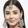 Jewellery Zaffre Collections | Women'S Trending Oxidised Maang Tikka Set - Zaffre Collections Silver