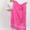 Women Moeza | Women'S Linen Cotton Silver Border Dark Dupatta - Moeza Pink