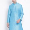 Men Vastramay | Men'S Light Blue Cotton Silk Blend Kurta - Vastramay