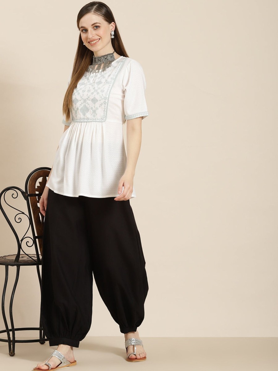 Women Juniper | Women'S Cotton Flex Solid Stylized Dhoti Pant - Juniper Black