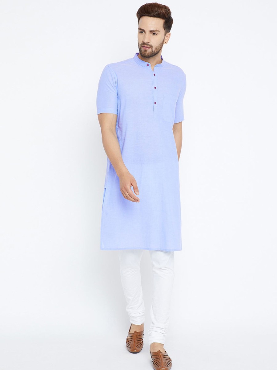 Men Even Apparels | Men'S Pure Cotton Kurta - Even Apparels Blue