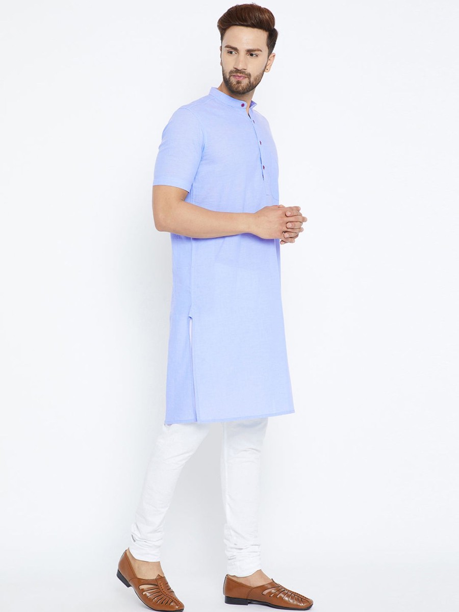 Men Even Apparels | Men'S Pure Cotton Kurta - Even Apparels Blue