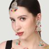 Jewellery Anikas Creation | Women'S Traditional Plated Double Jhumki With Chain Multi Colour Maangtika Earring - Anikas Creation Gold