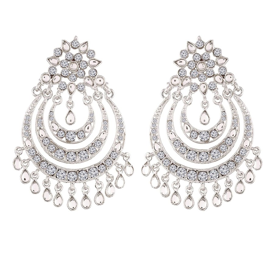 Jewellery I Jewels | Women Chandbali Earrings By I Jewels (1 Pair Earrings) Silver