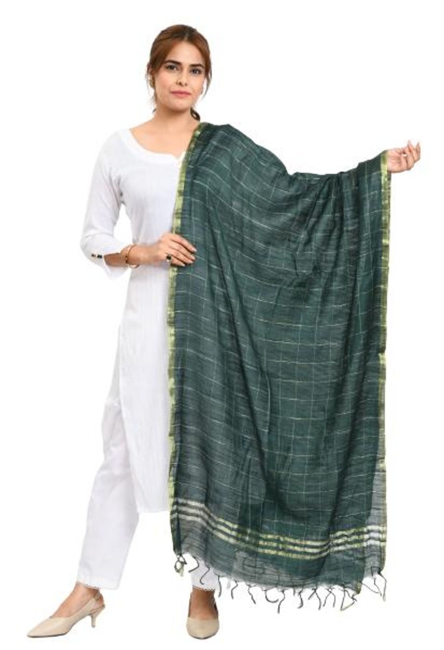 Women Moeza | Women'S Cotton Zari Box Bottle Dupatta - Moeza Green