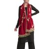 Women MESMORA FASHION | Women'S Pure Khadi Blood Red Embroidered Stole Or Dupatta - Mesmora Fashion