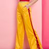 Women SASSAFRAS | Women'S Side Button Track Pants - Sassafras Yellow