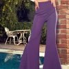 Women SASSAFRAS | Women'S Bell Bottom Kick Pleats Knitted Pants - Sassafras Purple