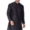 Men Vastramay | Men'S Black Cotton Silk Blend Kurta - Vastramay