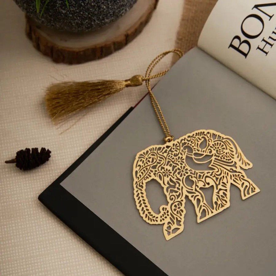 Others DecorTwist | Brass Elephant Bookmark - Decortwist