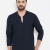 Men Even Apparels | Men'S Solid Pure Cotton Kurta - Even Apparels Blue