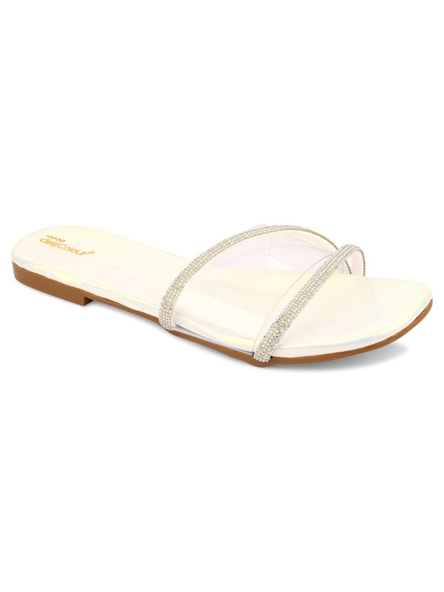 Others Desi Colour | Women'S Sliders Indian Ethnic Comfort Footwear - Desi Colour White