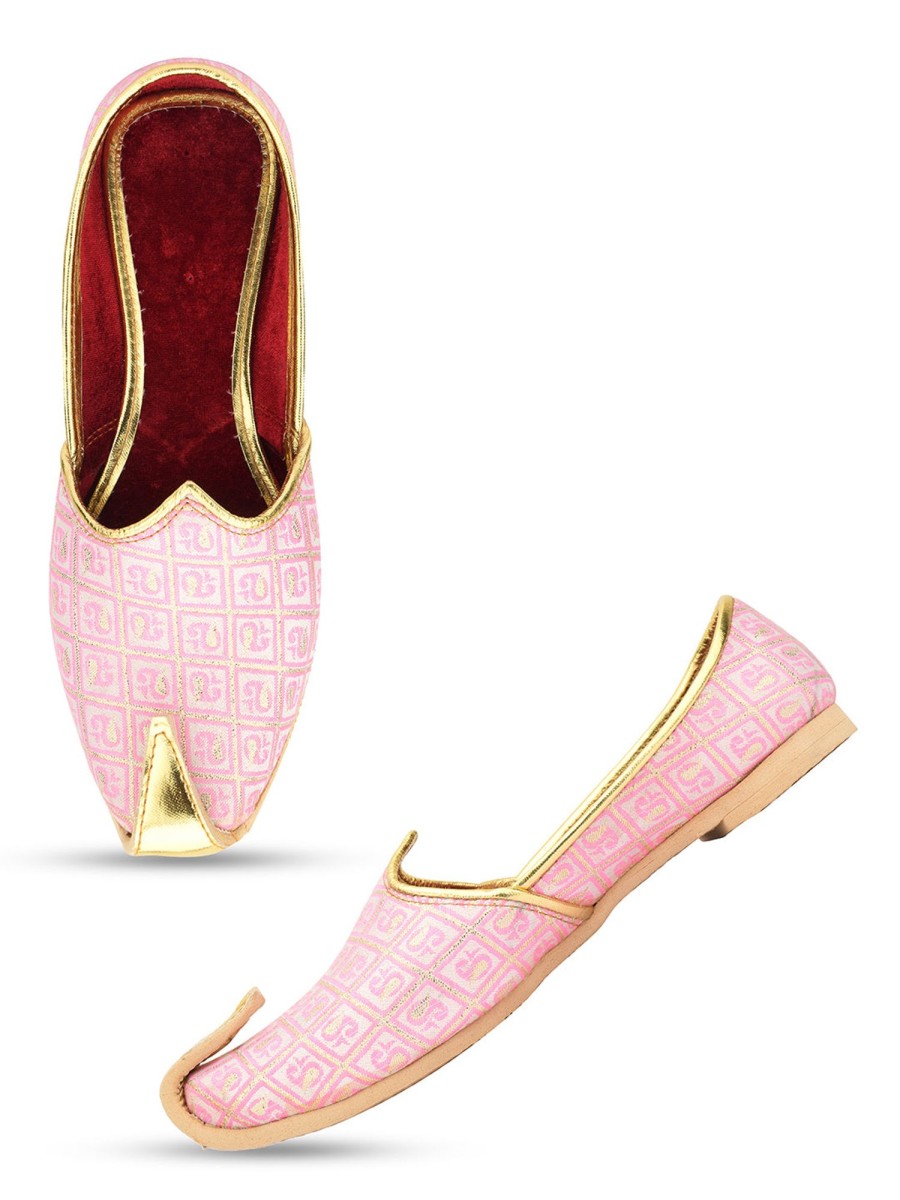 Others Desi Colour | Men'S Indian Ethnic Party Wear Footwear - Desi Colour Pink