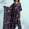 Women TrueBrowns | Women'S Printed Velvet Shawl - Truebrowns Black