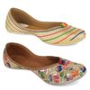 Others Desi Colour | Women'S Multicolour Combo Of 2 Pair Of Embroidered Indian Handcrafted Ethnic Comfort Footwear - Desi Colour