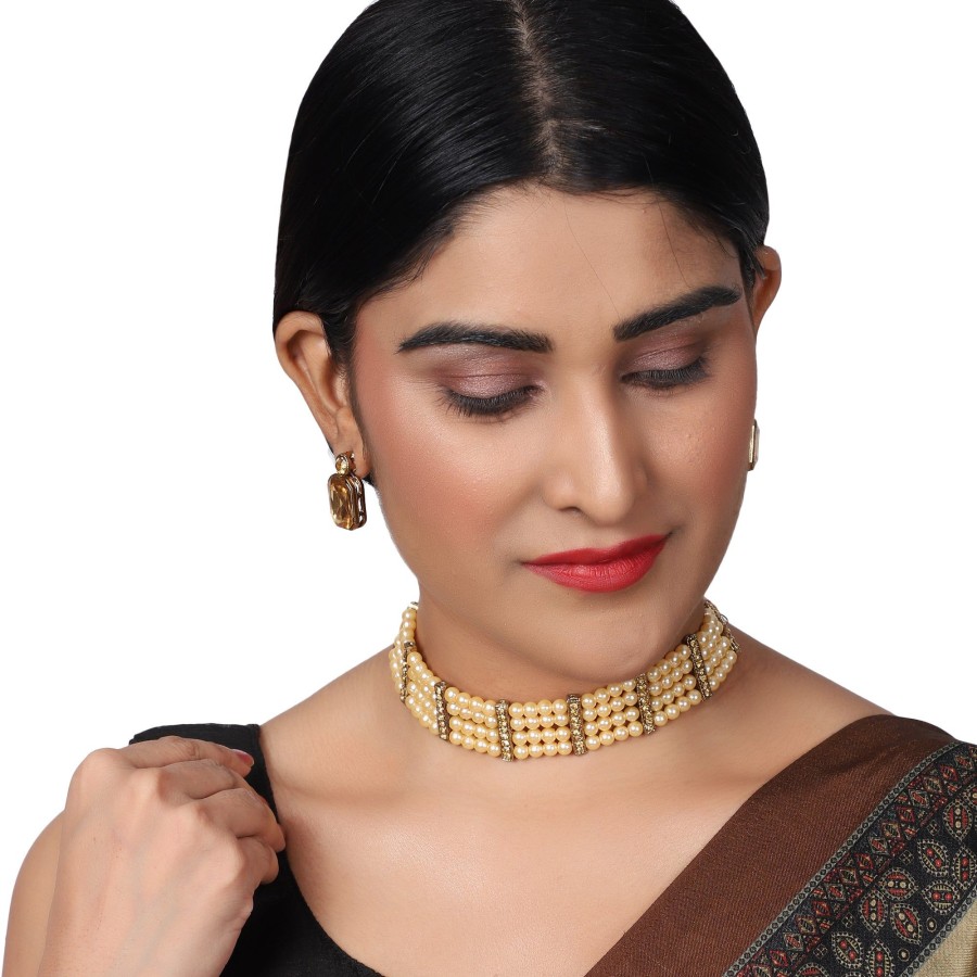 Jewellery Zaffre Collections | Women'S Twinkle Elegant Party Wear Jewellery Set - Zaffre Collections Gold