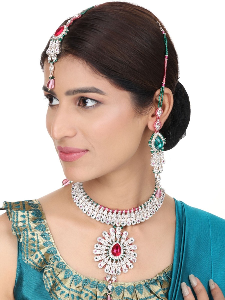 Jewellery Anikas Creation | Brass Multi-Color Jewelry Set - A Symphony Of Elegance - Anikas Creation Multicolor