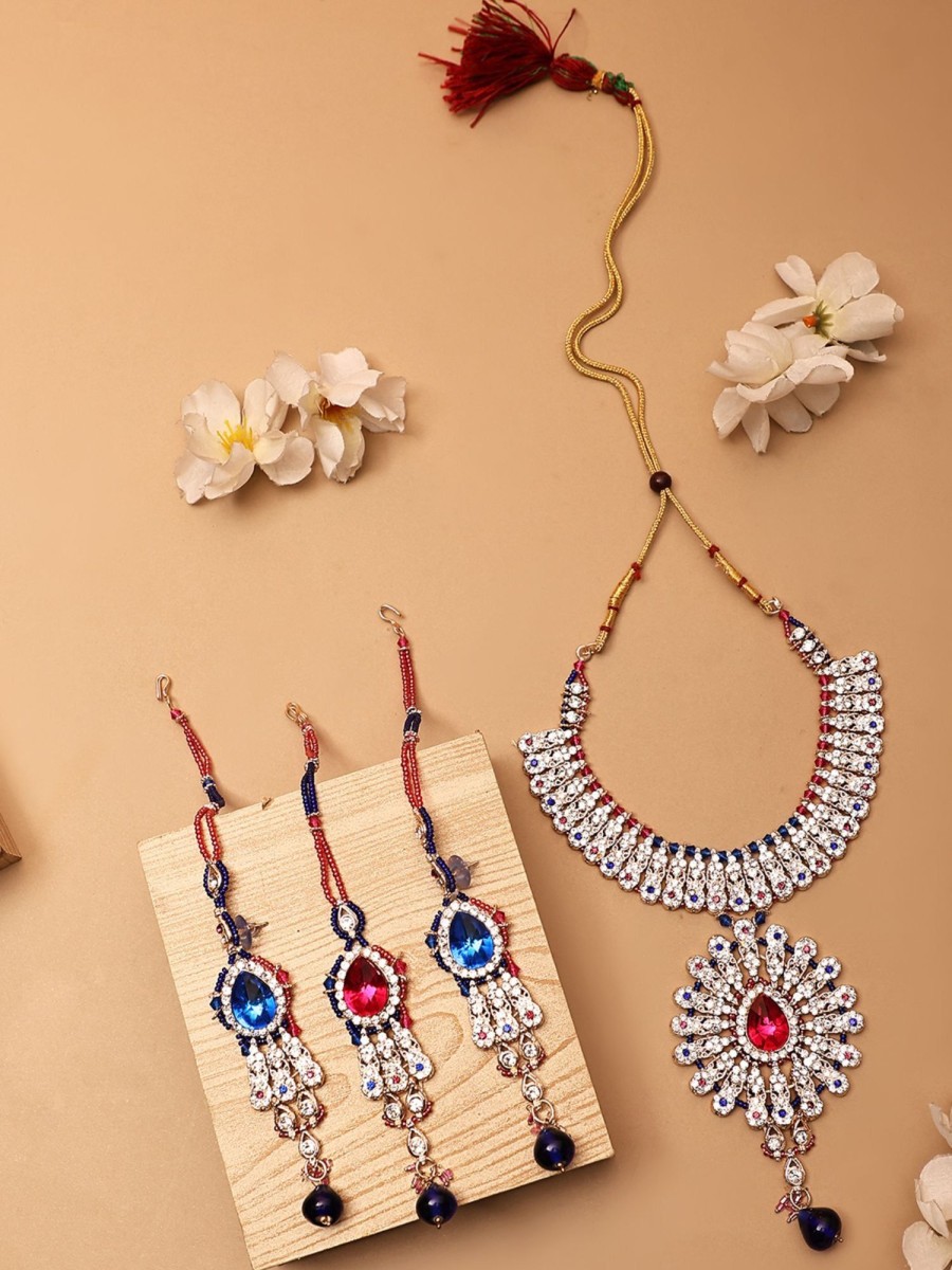 Jewellery Anikas Creation | Brass Multi-Color Jewelry Set - A Symphony Of Elegance - Anikas Creation Multicolor