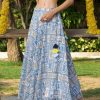 Women SASSAFRAS | Women'S Floral Bias Flared Skirt - Sassafras Blue