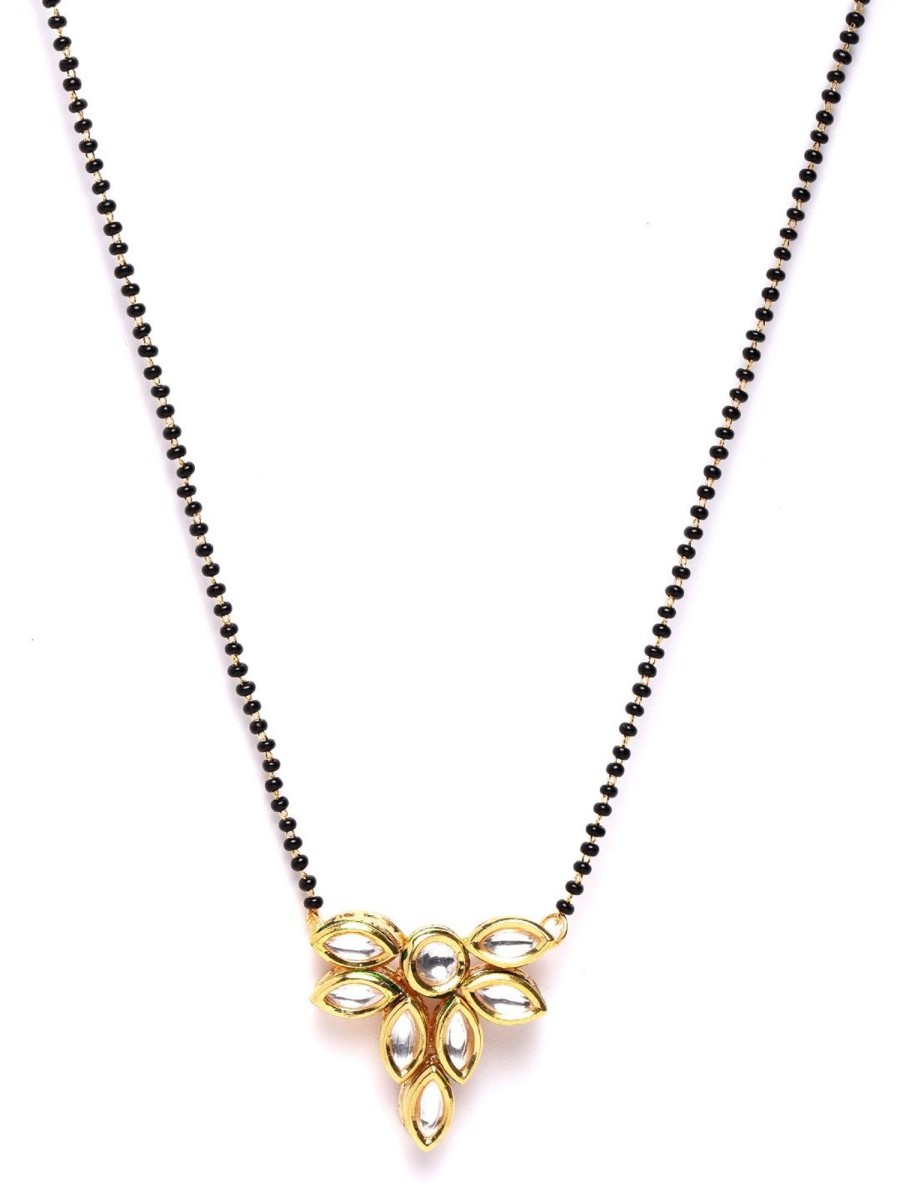 Jewellery Priyaasi | Women'S Gold Plated Kundan Studded Floral Mangalsutra - Priyaasi