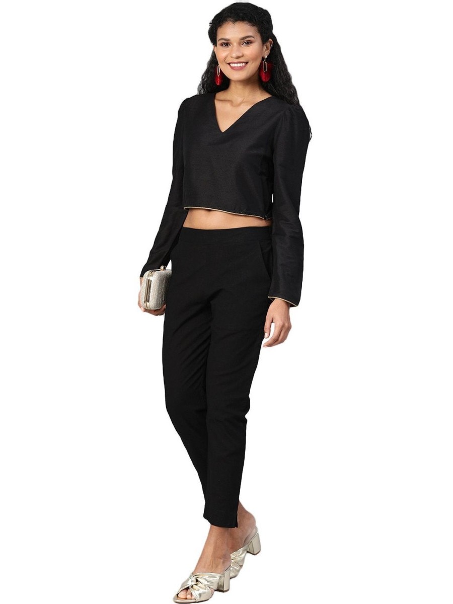 Women NOZ2TOZ | Women'S Cotton Trouser - Noz2Toz Black