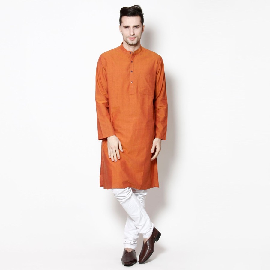 Men Even Apparels | Men'S Pure Cotton Kurta - Even Apparels Orange