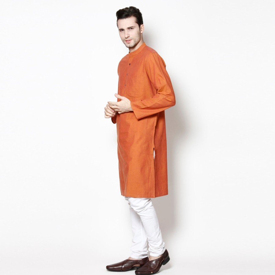 Men Even Apparels | Men'S Pure Cotton Kurta - Even Apparels Orange