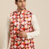 Men Sojanya | Men'S Silk Blend Printed Only Nehru Jacket - Sojanya Off White