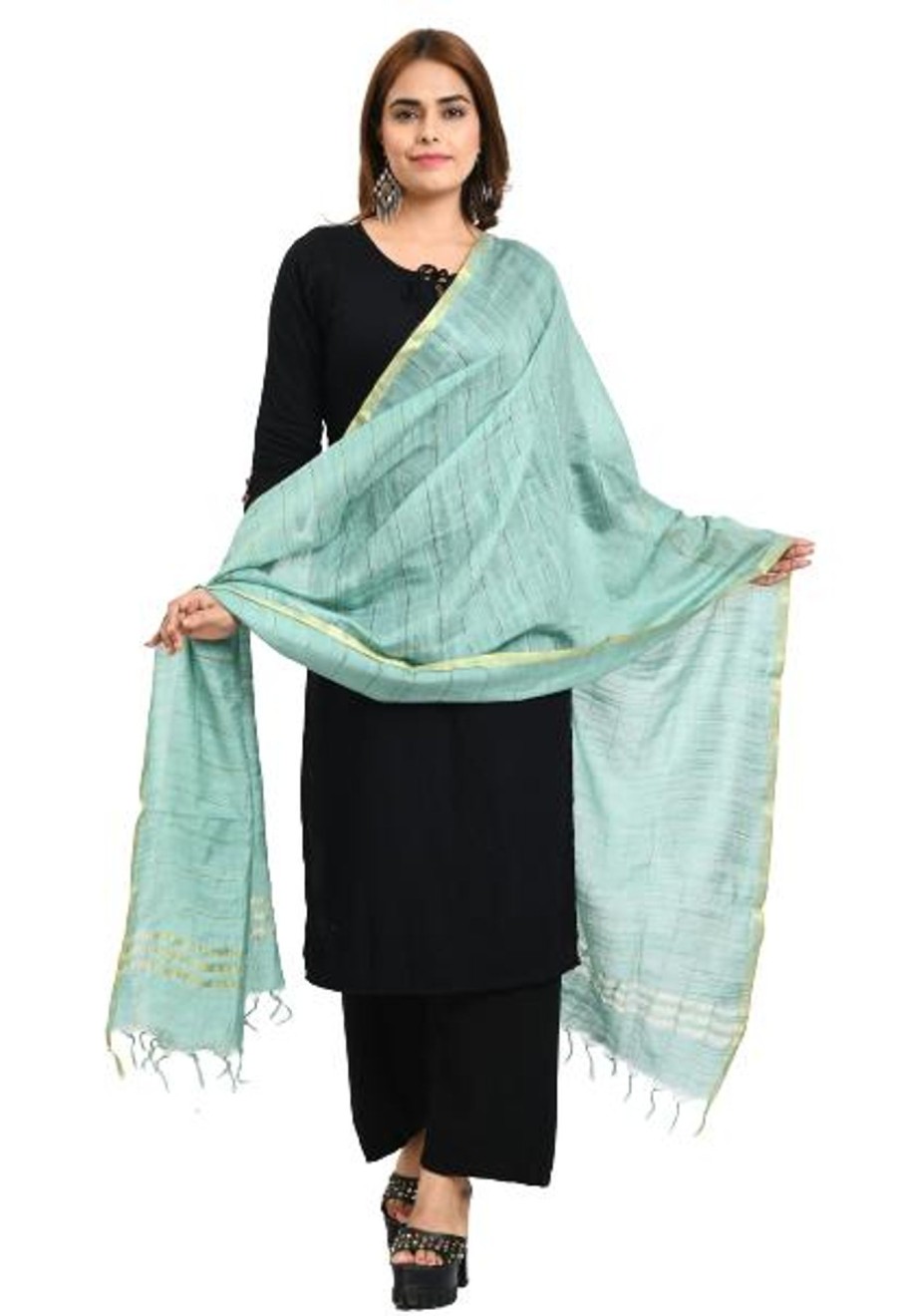 Women Moeza | Women'S Cotton Zari Box Pista Dupatta - Moeza Green