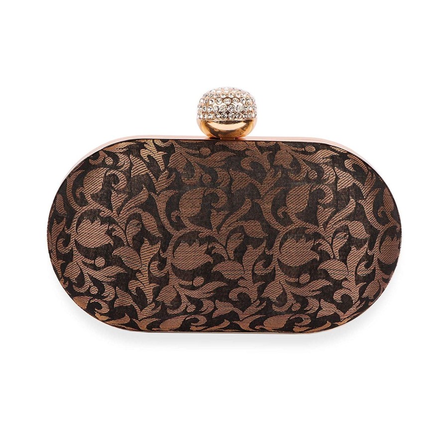 Others VASTANS | Women'S Black Color Ethnique Brocade Clutch Bag - Vastans