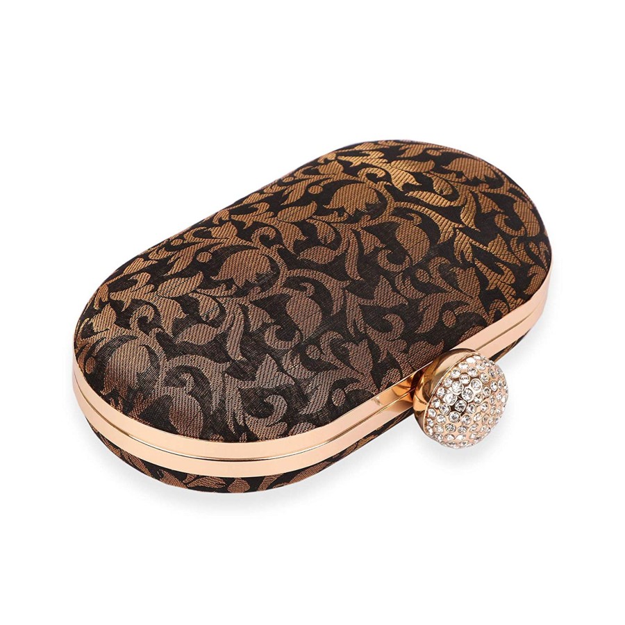 Others VASTANS | Women'S Black Color Ethnique Brocade Clutch Bag - Vastans