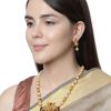 Jewellery Anikas Creation | Antique Matte Gold Finish Goddess Laxmi Black Stone Studded Temple Jewellery Set - Anikas Creation Multicolor