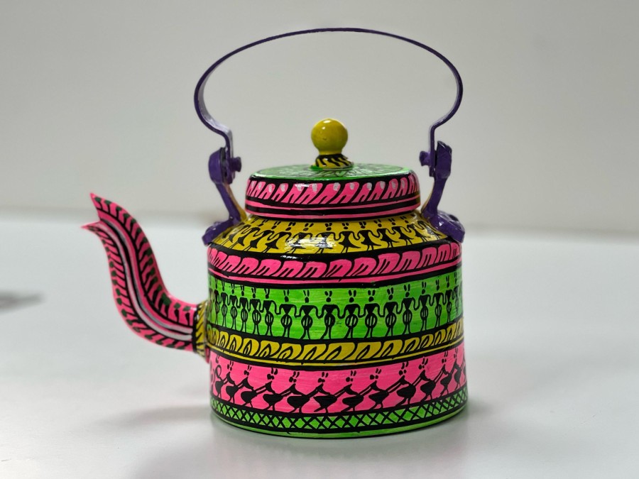 Others Kondapalli Toys | Odisha Saura Art Tribal Kettle Decor Multicolor - Kondapalli Toys