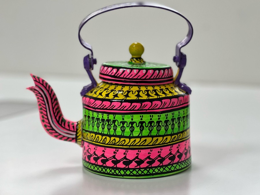 Others Kondapalli Toys | Odisha Saura Art Tribal Kettle Decor Multicolor - Kondapalli Toys