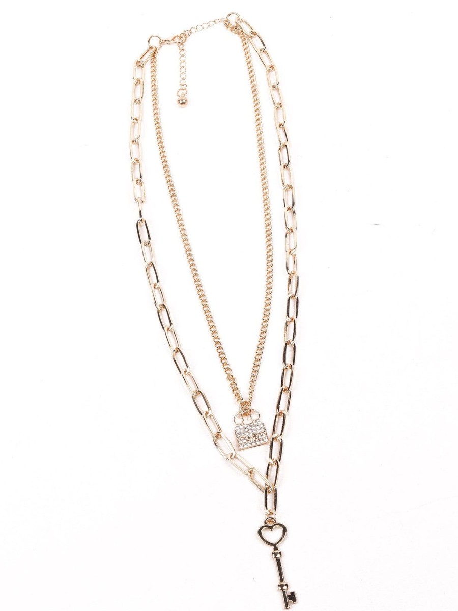 Jewellery Odette1 | Women'S Iconic Key Pendant Layered Necklace - Odette Gold