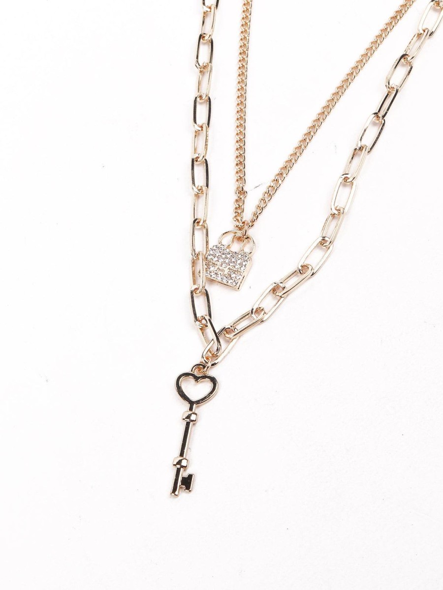 Jewellery Odette1 | Women'S Iconic Key Pendant Layered Necklace - Odette Gold