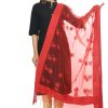 Women Moeza | Women'S Red Color Orgenza Chikan Work - Moeza