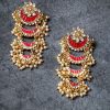 Jewellery Morkanth | Women'S Gold-Toned Pink Enamel Kundan Studded U0026 Pearl Beaded Chandbali Earrings - Morkanth