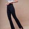 Women SASSAFRAS | Women'S Bell Bottom 4-Way Stretch Pants - Sassafras Black